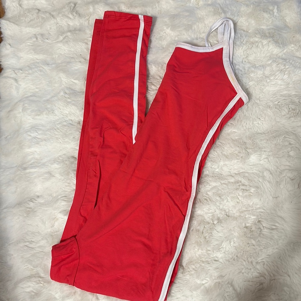 Red and white cotton jumpsuit